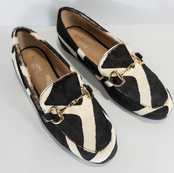 Alfani Gayle Loafers Black White Haircalf -6 - Picture 3 of 5